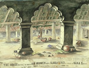 Casa em que as mulheres foram massacradas por ordem de Nana Sahib de Lieutentant Charles Wade Crump
