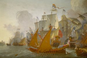 Ação entre a frota holandesa e os piratas bárbaros, c.1670 (pintura a óleo)