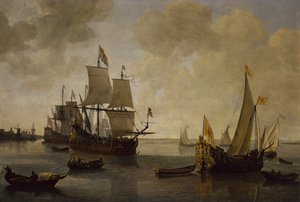 O Iate Estadual do Príncipe Guilherme II de Orange com outros Navios (óleo sobre tela)