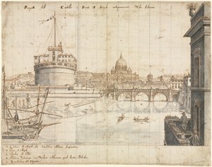 Dezoito vistas de Roma: o Castel SantAngelo, 1665. de Lievin Cruyl