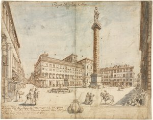 Dezoito Vistas de Roma: A Piazza Colonna de Lievin Cruyl