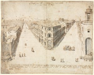 Dezoito vistas de Roma: o Quattro Fontane olhando para o Monte Cavallo
