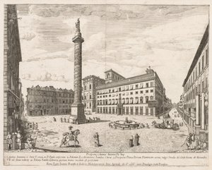 Piazza Colonna de "Vista dos marcos da cidade de Roma" de Lievin Cruyl