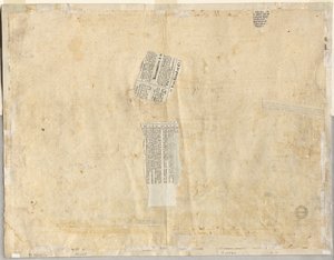Traçado de uma fonte de Recto e esboços de duas faces (verso) de Lievin Cruyl
