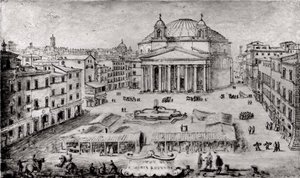 Vista do Panteão, Roma, início da década de 1670.
