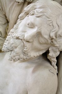 O sepultamento e o desmaio da Virgem, detalhe: cabeça de Jesus de Ligier Richier