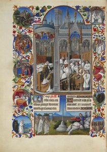 Très Riches Heures du Duc de Berry Folio 86, verso - O Funeral de Raymond Diocrès de Limbourg Brothers