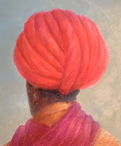 Jaqueta Vermelha Turbante Amarela de Lincoln Seligman