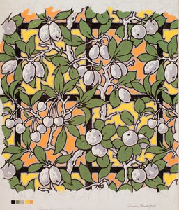 Mixed Fruit on Trellis, design para algodão estampado, século XX de Lindsay P. Butterfield