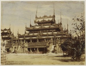 Amerapoora: Kyoung Maha-Too-Lo-Bounghian, 1855 (impressão de albume de um papel encerado negativo colorido em aquarela) de Linnaeus Tripe