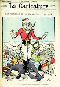 Pioneiros da civilização, John Bull traz a paz e a civilização para o mundo, capa da revista &39;Caricature&39;, 26 de novembro de 1898 de Lion