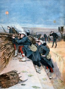 Soldados franceses em manobras de guerra de trincheiras, 1894