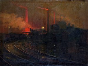 "The Dowlais steelworks, Cardiff at night", 1893-1897