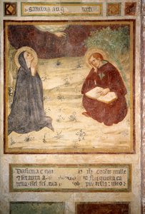 Santo Agostinho de Hipona (354-430) e Santa Monique, Hermitage de San Leonardo al Lago, Monteriggioni de Lippo Vanni
