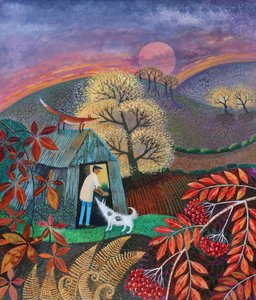 Final do dia, 2018,(acrílicos sobre papel) de Lisa Graa Jensen
