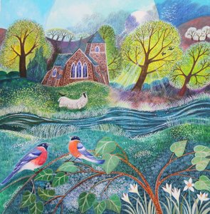 Finches, 2020,(acrílicos sobre papel) de Lisa Graa Jensen