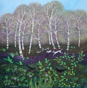 Papagaios verdes, 2024 (acrílico sobre tela) de Lisa Graa Jensen