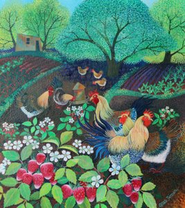 Hen Party, 2016, (tintas acrílicas sobre papel) de Lisa Graa Jensen