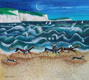 Midnight Riders, 2020 (acrílicos sobre papel) de Lisa Graa Jensen