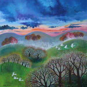 Pôr do sol de outubro, 2024 (acrílico sobre tela) de Lisa Graa Jensen