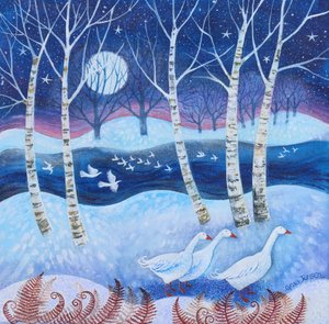 Voo na neve, 2024 (acrílicos sobre linho) de Lisa Graa Jensen