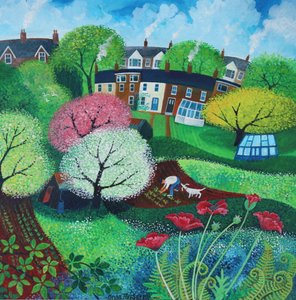 Suburbia, 2018 (acrílicos sobre papel) de Lisa Graa Jensen