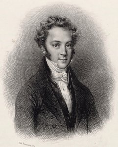 Retrato do pianista e compositor Ignaz Moscheles 1794-1870, c. 1830. de Lithographie Formentin et C..