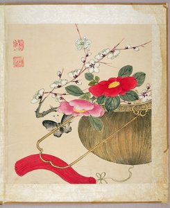 Um de uma série de pinturas de flores e insetos, final do século XIX