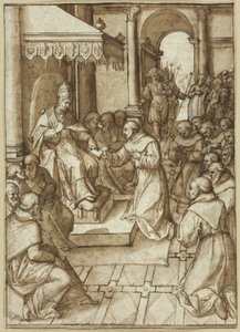 Aprovação das Regras da Ordem Franciscana pelo Papa Inocêncio III em 1209 de Livio Agresti