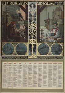 Central elétrica Estrasburgo. Calendário para o ano de 1907, 1906. de Léo Schnug