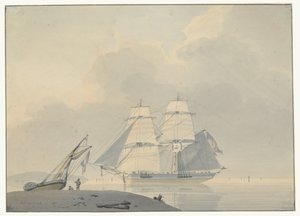 Navio à vela em água parada de Lodewijk Gilles Haccou