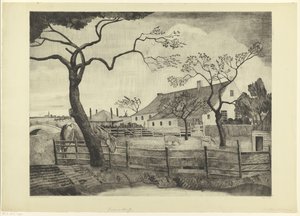 Fazenda com gado na Holanda Grande ferme Hollandais (título original) de Lodewijk Schelfhout (signed by artist)