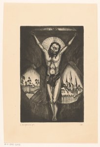 Cristo na cruz Le Christ I (título original no objeto) de Lodewijk Schelfhout (signed by artist)