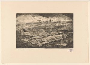 paisagem com campos Paysage (título original no objeto) de Lodewijk Schelfhout (signed by artist)