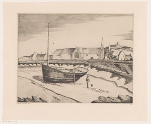 Assentamento costeiro La Baie de St. Pierre (título original) de Lodewijk Schelfhout (signed by artist)