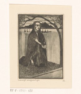 Mulher em um túmulo Femme au tombeau (título original) de Lodewijk Schelfhout (signed by artist)