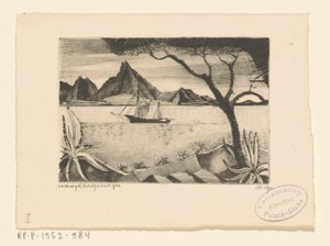 Veleiro em uma baía Le Bateau (título original) de Lodewijk Schelfhout (signed by artist)