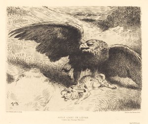 Aigle Liant un Lièvre (An Eagle Pouncing on a Hare) de Léon Bonnat