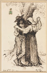 Casal cortejando por uma árvore de Léon Bonnat