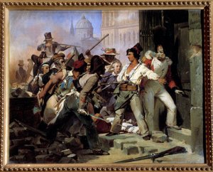 Episódio da Revolução de 1830 em Paris Pintura de Leon Cogniet (1794-1880) Orleães do século XIX. Museu de Belas Artes