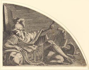 Marte sentado em troféus de Léon Davent after Francesco Primaticcio