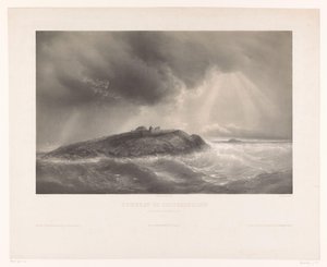 Graf van François-Rene de Chateaubriand Tumba de Chateaubriand (Ilot du Grand Bey, Rade de St. Malo) (título no objeto) de Léon Jean Baptiste Sabatier