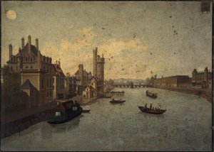 Hôtel de Conti, Tour de Nesle, Louvre, visto de Pont-Neuf, actuais 1º e 6º bairros, cerca de 1885 -1895 (pintura) de Léon Rolla