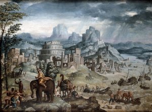 Batalha do Lago Trasimeno (óleo sobre tela) de Léonard Thiry