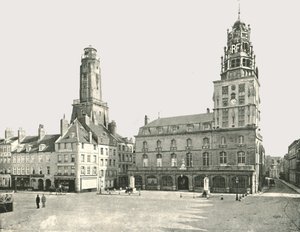 A torre de vigia e o Hotel De Ville, Calais, França, 1895. de London Stereoscopic and Photographic Co