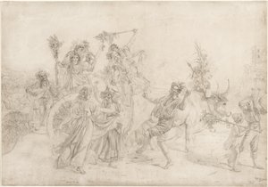 Peregrinos retornando do dia da festa da Madonna dellArco, 1827. de Léopold Robert