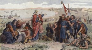 Thyra Dannebod encomendando o edifício do Danevirke