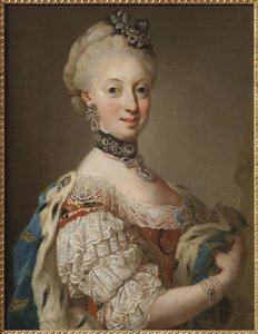 Sophie Madeleine de Danemark, reine de Suede - Retrato de Sophia Magdalena da Dinamarca (1746-1813), Rainha da Suécia, por Pasch, Lorenz, o Jovem (1733-1805). Óleo sobre tela