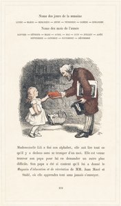 Mademoiselle Lili sabe ler, página 40 - Alfabeto de Mademoiselle Lili, por L. Froelich e por um pai (o próprio Hetzel). Bibliotheque  Magasin d