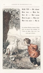 Martin, Mechant, Mouton, Mill, Tuesday, Sparrow, Mountain, Rise, Chestnut, Mais, página 26 - Alfabeto de Mademoiselle Lili, de L. Froelich e de um pai (o próprio Hetzel). Bibliotheque  Magasin d